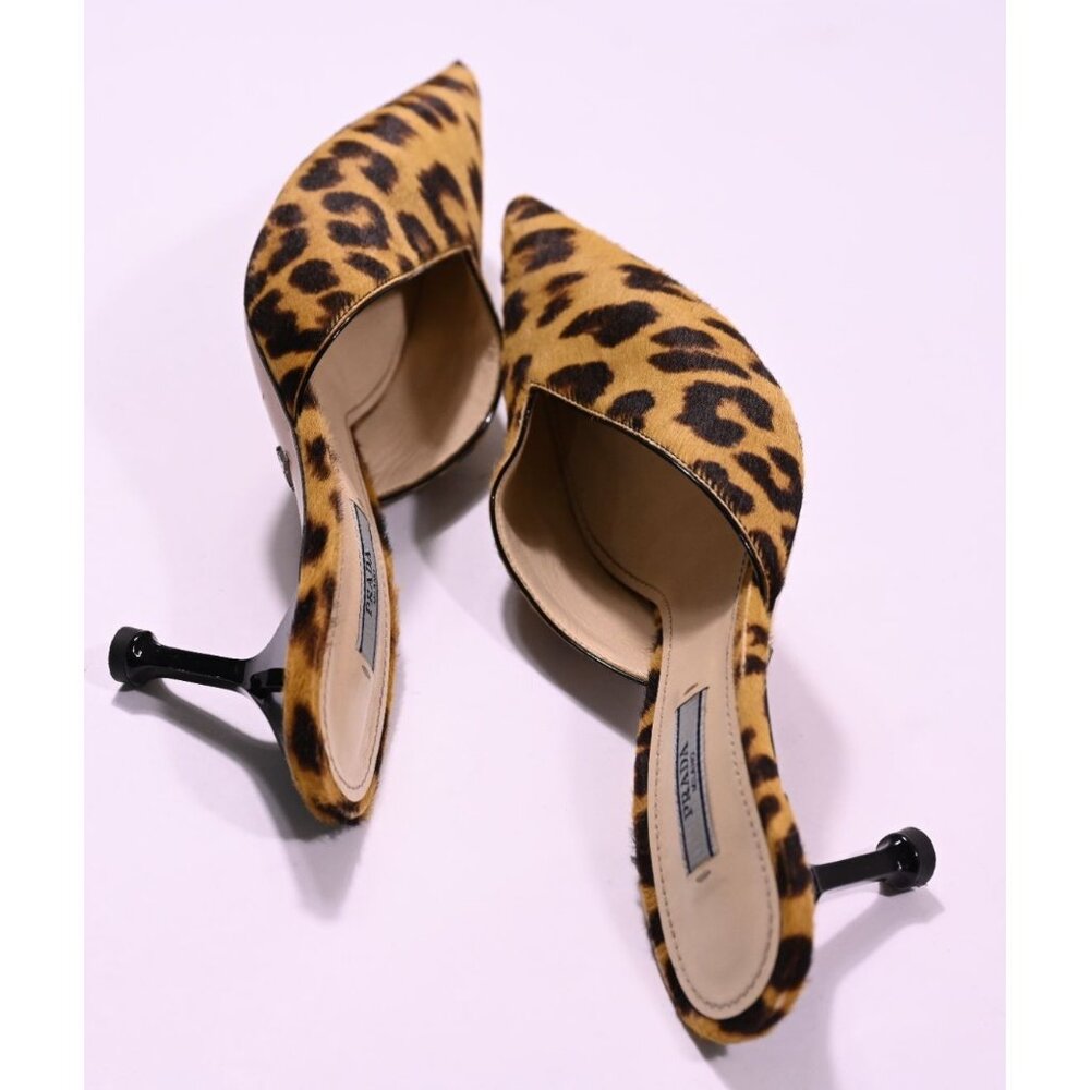 Prada Genuine Calf Hair Kitten Heel Mule in Brown Leopard Print - Picture 6 of 9